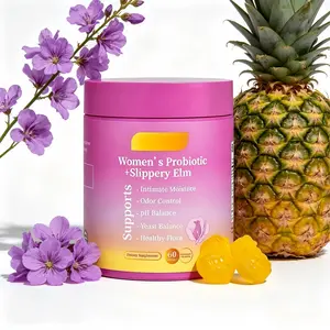 Her Juicy Women's Probiotics Gummies - All in One Solution with Slippery Elm and Prebiotics & Lactobacillus Probiotic Women’s Vaginal Health Probiotic Gummy Supplement Blend for Women's pH Balance and Dryness -Hawaiian Pineapple Gummies 60 Counts