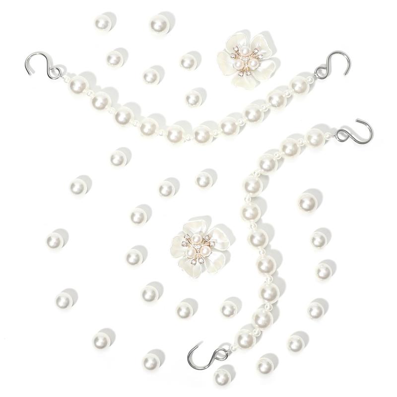 30Pcs/Set Cute Pearl Bling Shoe Charms,Flower Pearl Shoe Decoration Accessories for Women,DIY Own Style Sandal Chains Accessories,Christmas Party Gifts,Hand Tools Kits