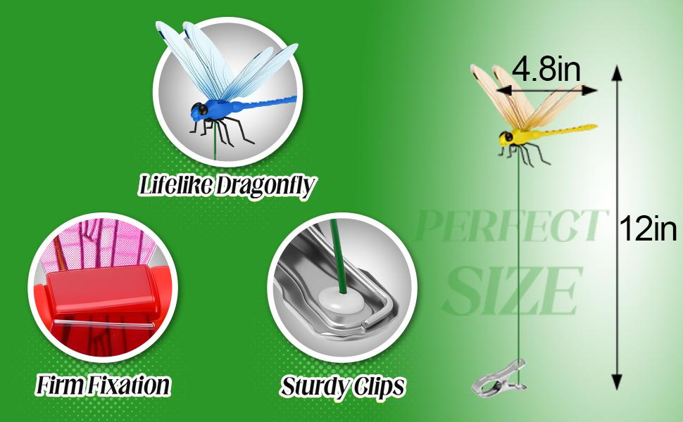 12 Pack Dragonfly Rod-Clip,3D Dragonfly Garden Stakes Decor,Fly Deterrent,Dragonfly Humming Bird Stakes,Deer and Horse,Bird and Fly Scare Devices for Indoor Outdoor Garden 12 Pack Dragonfly Rod-Clip,3D Dragonfly Garden Stakes Decor,Fly Deterrent,Dragonfly Humming Bird Stakes,Deer and Horse,Bird and Fly Scare Devices for Indoor Outdoor Garden