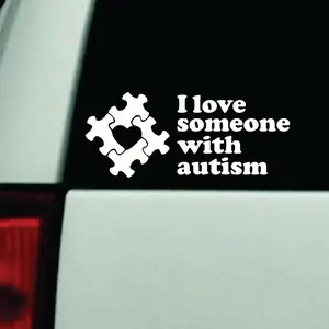 I Love Someone With Autism Car Decal Truck Bumper Sticker Window Windshield Vinyl Girls Cute Mom Dad