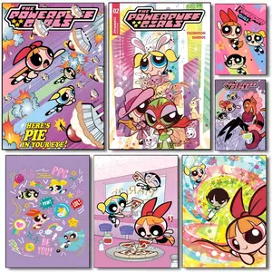 The P-Power puff G-girls-s Poster HD Waterproof Self-Adhesive Art Vibrant Wall Print for Living Room Bedroom Bar Parlor Home Decor Gift Fade-Resistant Easy-Apply Durable Dly Artwork Multiple Sizes, High Definition, Easy to Apply & Clean