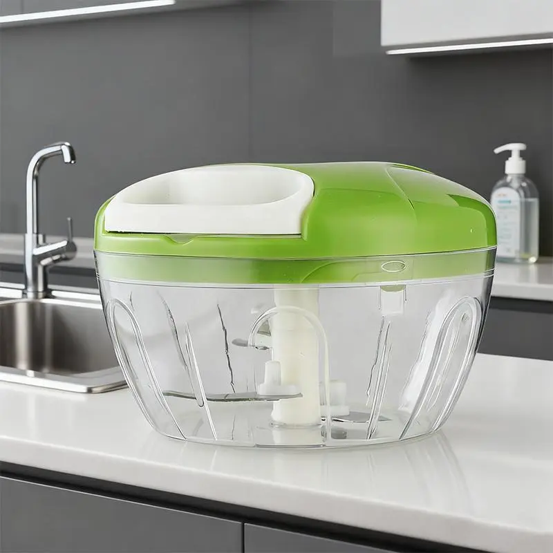 Pull String Manual Food Chopper, 420 Stainless Steel Blades, Durable PP & PS Body, Multi-Purpose Kitchen Garlic & Veggie Shredder