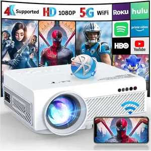 Projector with WiFi and , 5G WiFi  1080P Outdoor Projector 25000L 4K Decoding, Portable Movie Projector and Max 300", for iOS/Android/Laptop/TV Stick/HDMI/USB/VGA