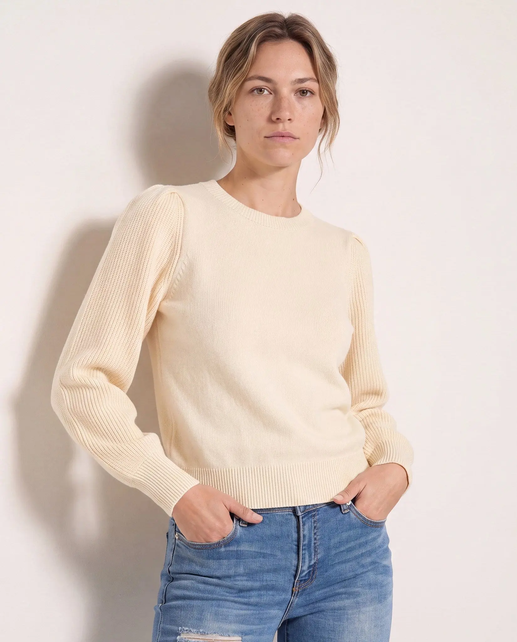 Pacific Puff Shoulder Crew Neck Sweater