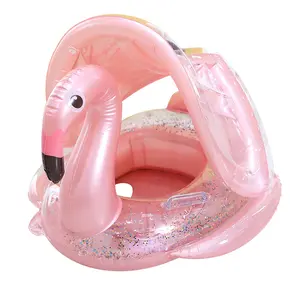 Flamingo Swimming Infant Float Pool Swimming Ring with Sunshade Floating Seat Summer Beach Pool Swim Tube