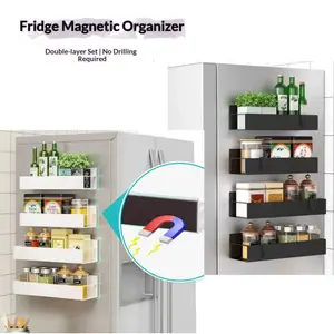 Magnetic Refrigerator Organizer, No-Drill Side Mount Storage Rack for Fridge
