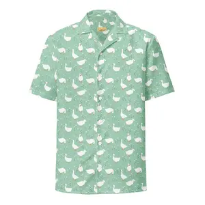 Goose Garden Button Up Unisex Oversized Hawaiian Shirt Floral Geese Silly Outfit Birthday Party Cottagecore Unique Funny Gift Idea Casual Menswear
