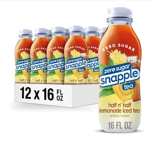 Snapple Zero Sugar Half 'n Half Tea, 16 fl oz recycled plastic bottle, Pack of 12