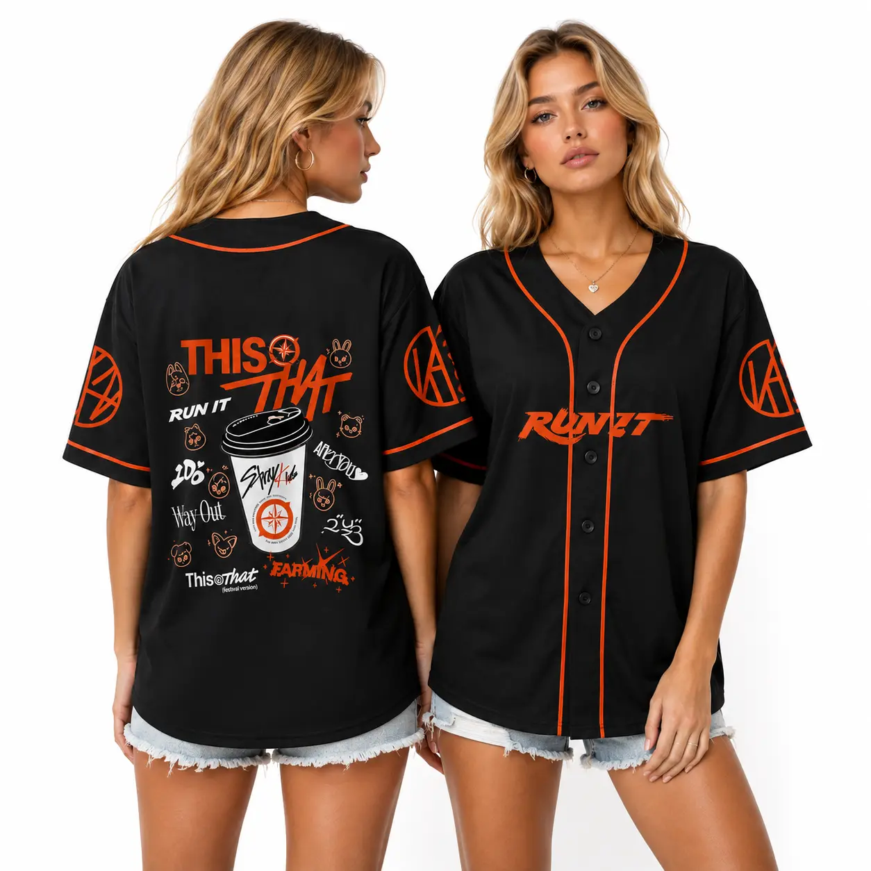 SKZ World Tour Run It Baseball Jersey Shirt, This And That Shirt, Short-Sleeve Button-Up Shirt, Streetwear Tee, Music Fan Shirt, Fan Gift