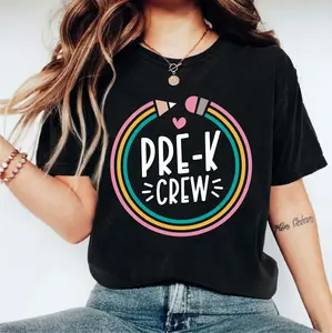 Pre-K Crew T-Shirt, Pre-K Teacher Shirt, Teacher Pencil Gift Tee, Cute Preschool Teacher Tee, Gift Shirt For New Teacher, Pre-K Squad T-Shirt.