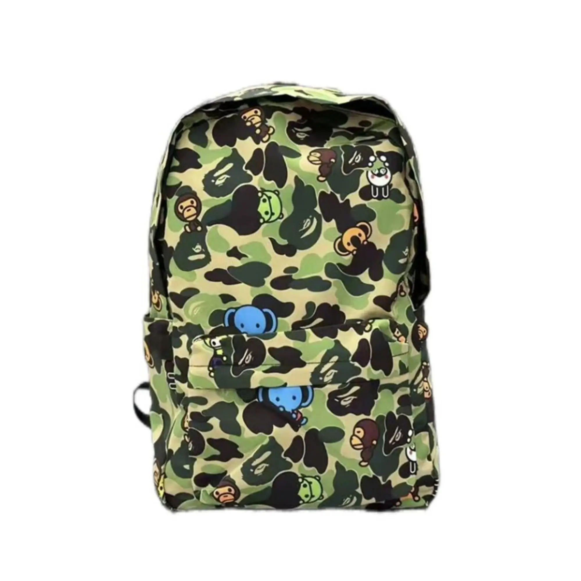 Baby Milo All-Over Print Backpack - Cartoon Monkey Camo, Large-Capacity Lightweight, Front Pocket, Multi-Color Laptop Bag for Teens, Travel School Casual Fashion Use