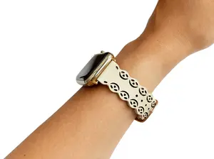 Beige Lace Leather Watch Band