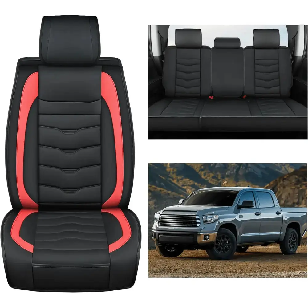 Nilight Custom Fit Car Seat Covers for 2008-2024 Toyota Tundra Double Cab/CrewMax Cab, Front Seats Design with Extra Storage, Durable-Sturdy Zipper & Automotive Upholstery Protection, Car Seat Covers Front Seats