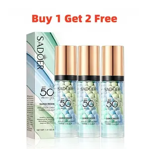 【Buy 1 Get 2 Free】3-In-1 Color Correcting Primer SPF 50 UV, Brightening Oil Control Moisturizer Cream, Long-Lasting Makeup Base for Flawless Skin Tone  Facial Sunscreen