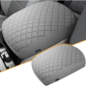 Center Console Cover Fit for 2009-2015 , Comfortable Armrest Cover Protector Customized  Accessories, Well-Make PVC Leather Armrest lid Cover for 2009-2015  (Gray)