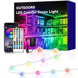 Permanent Outdoor RGB Lights IP67 Waterproof Smart LED Eaves Lights with App Remote Control Music Sync Color-change DIY Scenes for Christmas  Parties Daily Decor