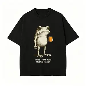 Unisex Vintage Short-Sleeve Round Neck T-Shirt, Sports & Outdoor Casual Streetwear Clothes with "I Have To Say Weird Stuff Or I'll Die" Graphic Print, Shortsleeve