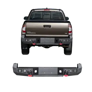 TIOYAR Steel Rear Bumper Black Texture for 2005-2015 Toyota Tacoma with LED Lights 2 x D-Rings Off-Road Performance