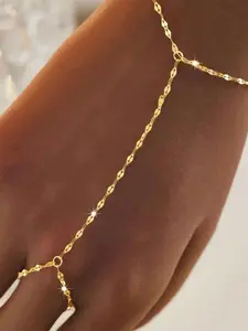Women's Geometric Pattern Metal Chain Ring Bracelet, Trendy Fashionable Accessories, Fashionable Minimalist Design Jewelry Accessory, Perfect for Daily, Holiday, and Party Wear