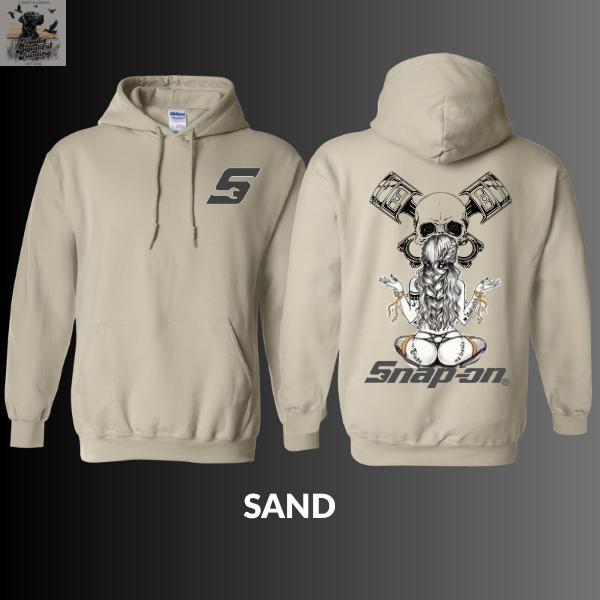 Snap-on 2025 Hoodie | Unique Skull and Piston Design | Mechanical Art Outfit for Men and Women