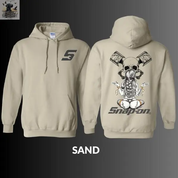 Snap-on 2025 Hoodie | Unique Skull and Piston Design | Mechanical Art Outfit for Men and Women