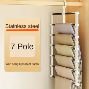 Folding Pants Hanger - Stainless Steel Multi-Layer Hanging Clothes Organizer Wardrobe Organizer for Jeans, Leggings, Trousers, Space Saving Closet Storage Solution, Great for Home, Shopping Centers and Retail Display