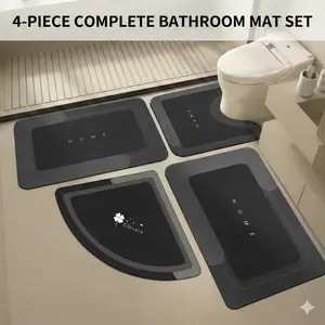 Bathroom Toilet Mat, 1/4pcs Non-slip Bathroom Floor Mat, Diatomite Bathroom Mat, Room Decor Water Absorbent Interior Rug for Bathroom, Living Room, Kitchen, Laundry, Bathroom Home Decor, Drying Door Mat, Bathroom Accessories, Household Items, Home Goods