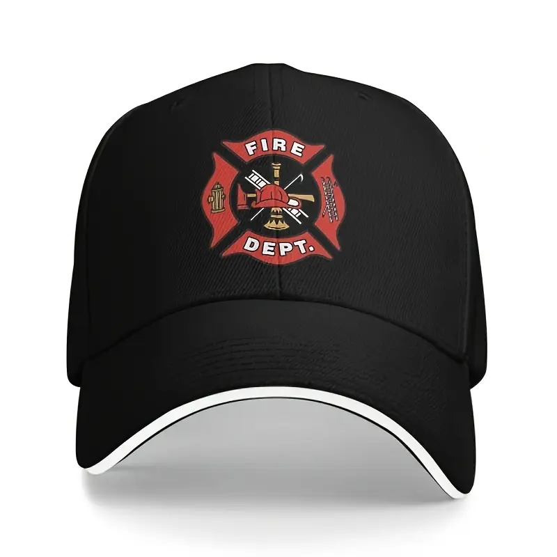 Unisex Vintage Geometric Polyester Firefighter Baseball Cap - Fashion Accessory for Daily Wear, Firefighters