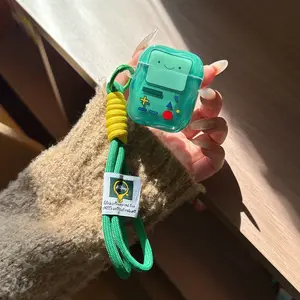 Fashion Creative Retro Game Machine Style Blue Block Earphone Case + Colorful Lanyard, Fits AirPods 4/3 Pro/pro2/2/1