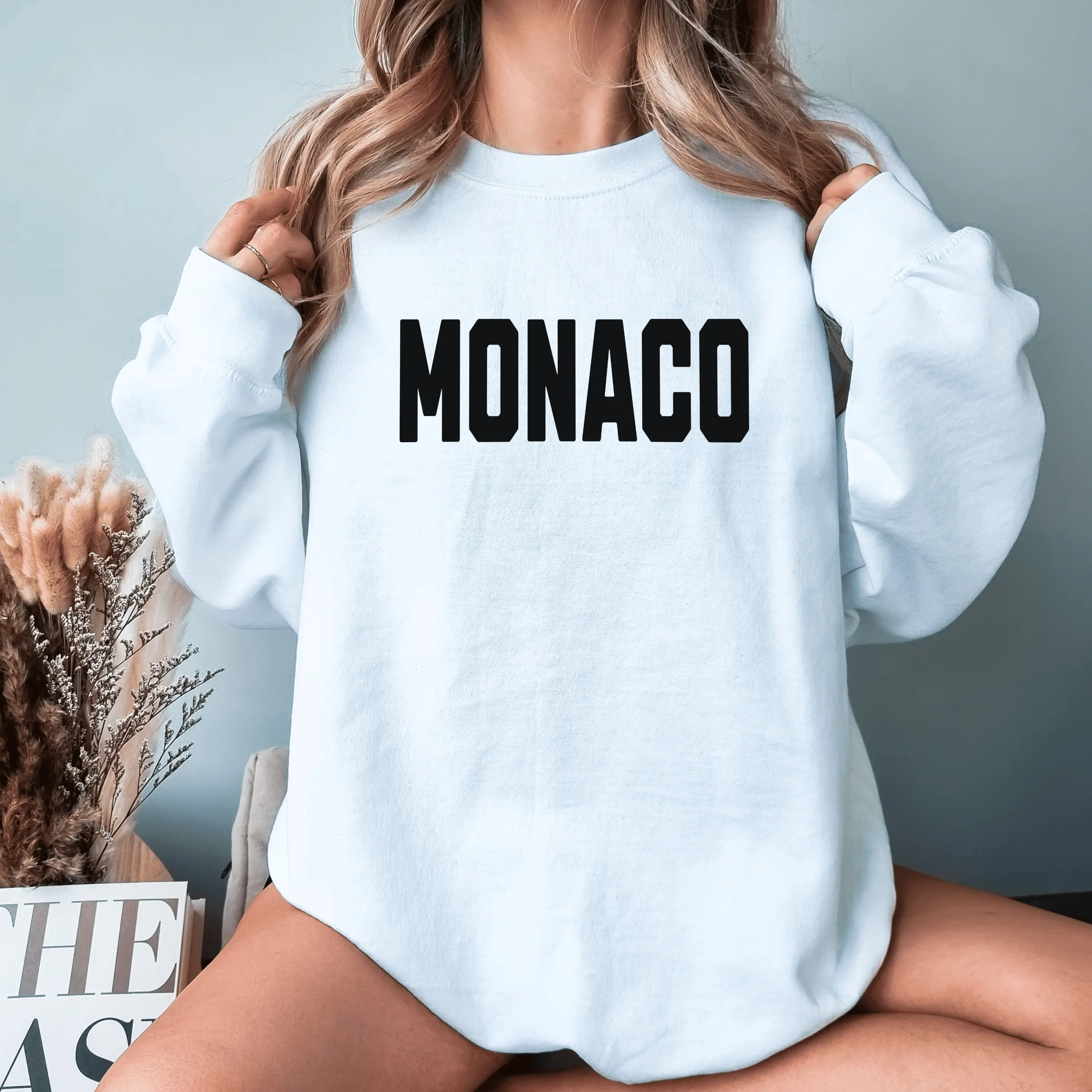MONACO Sweatshirt, College Sweatshirt, University Crewneck, Oversized Sweatshirt, Trendy Aesthetic Sweatshirt, VSCO Sweatshirt