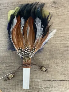 Feather Selenite Smudge Wand 1