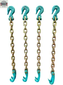 4 X AUTO BODY FRAME MACHINE CHAIN WITH GRAB HOOK AND CLAW