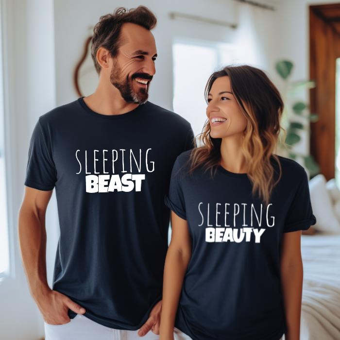 Couple Shirt Sleeping Beauty Beast Gift Set, Fun, Comfy Matching Outfits , Couple Sweatshirts, Matching Couple Hoodies