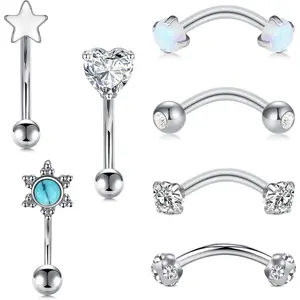 valentines gifts Piercing Jewelry Rook Earrings for Women Eyebrow Rings Surgical Steel Vertical Labret Jewelry 16g 14g Curved Barbell Snug Daith Surface Tragus Piercing Jewelry Silver Gold