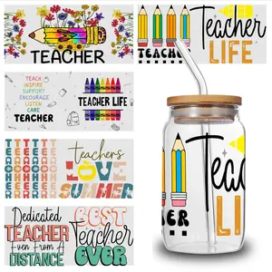 5 Sheets Teacher Life UV DTF Stickers Decorative Art Waterproof DTF Transfer uv dtf cup wraps Inspiring Words Hopeful Quotes Decoration Items Winter Landscape Canvas Posters