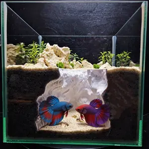 3D Cliff Cave Aquarium Fish Tank Hideaway, Deep & Shallow Water Zones, Perfect Gift for Home Office, Reptile Habitat Decor，Fish and shrimp hiding hole (also known as hiding house or breeding hole)，Easter gift，Fish, shrimp, snails, crabs