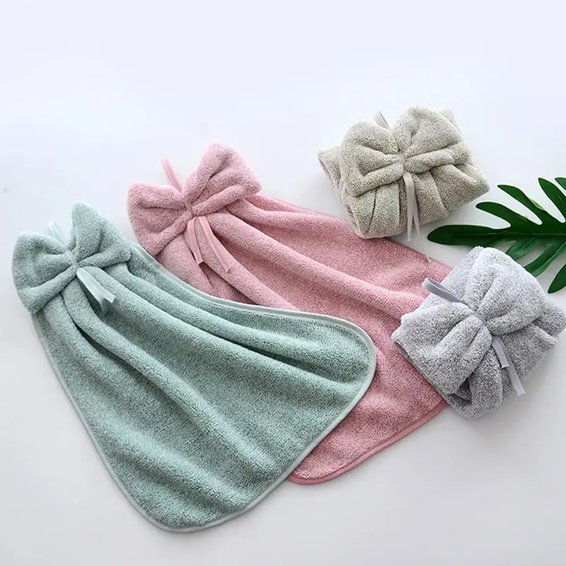 1/4pcs Super Soft Microfiber Cloth Hanging Hand Towel , High Absorbency Quick-Dry, Loop Design Non-Shedding Skin-Friendly, Machine Washable for Home Kitchen & Bathroom