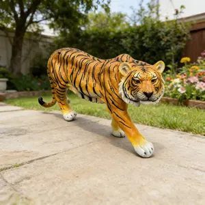 Bellemave  15.75" H x 33.46" L x 7.87" W Simulated  Tiger Resin Garden Statue, Indoor & Outdoor Decorative Ornament, Lawn & Courtyard Art Craft, Unique Gift for Home & Garden