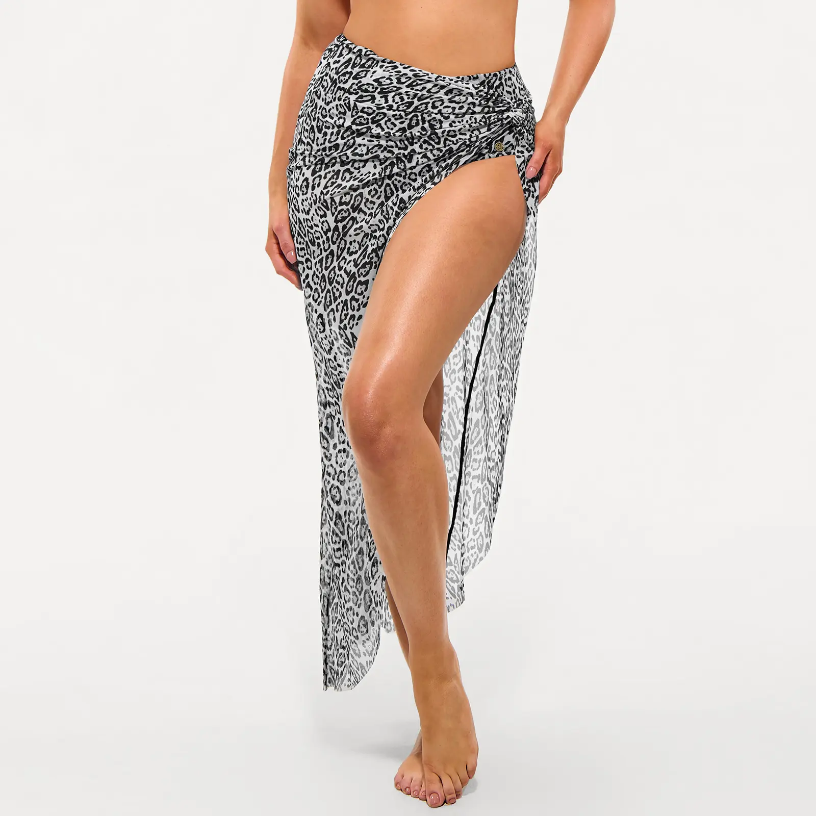 Mesh Sarong Coverup-Leopard white