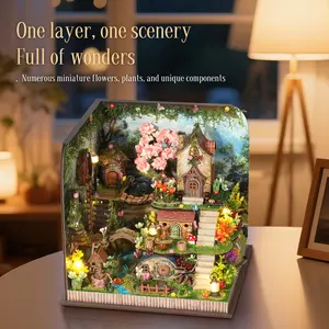 DIY Wooden Miniature House Model Kit, Handmade Creative Christmas Gift Birthday Present, New Design Forest Secret DIY Small House Building Set