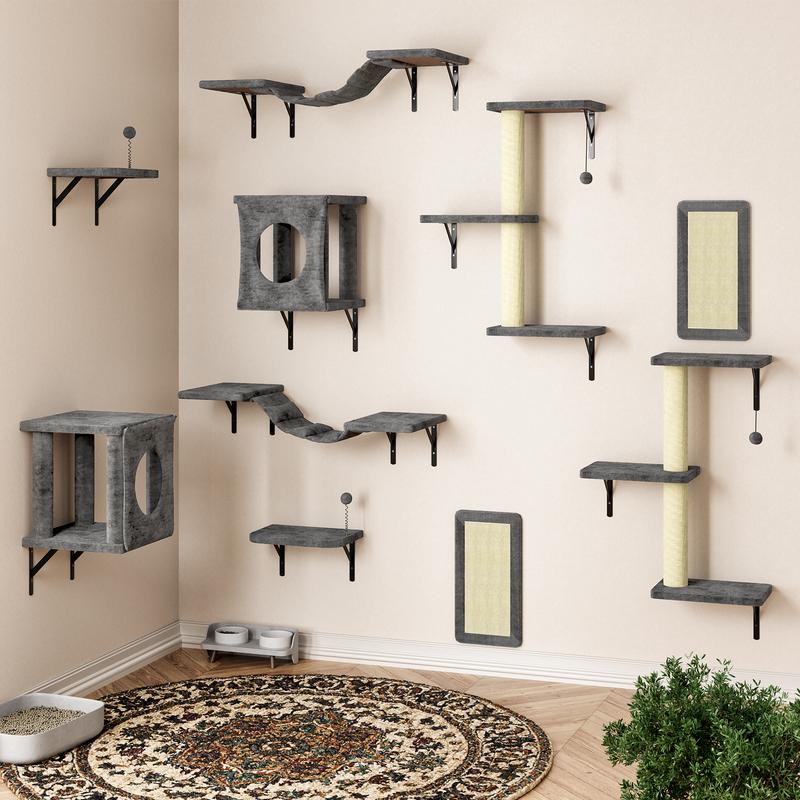 Picture of 10 Piece Cat Wall Furniture Set,Cat Wall Shelves, Indoor Cat Climbing ...