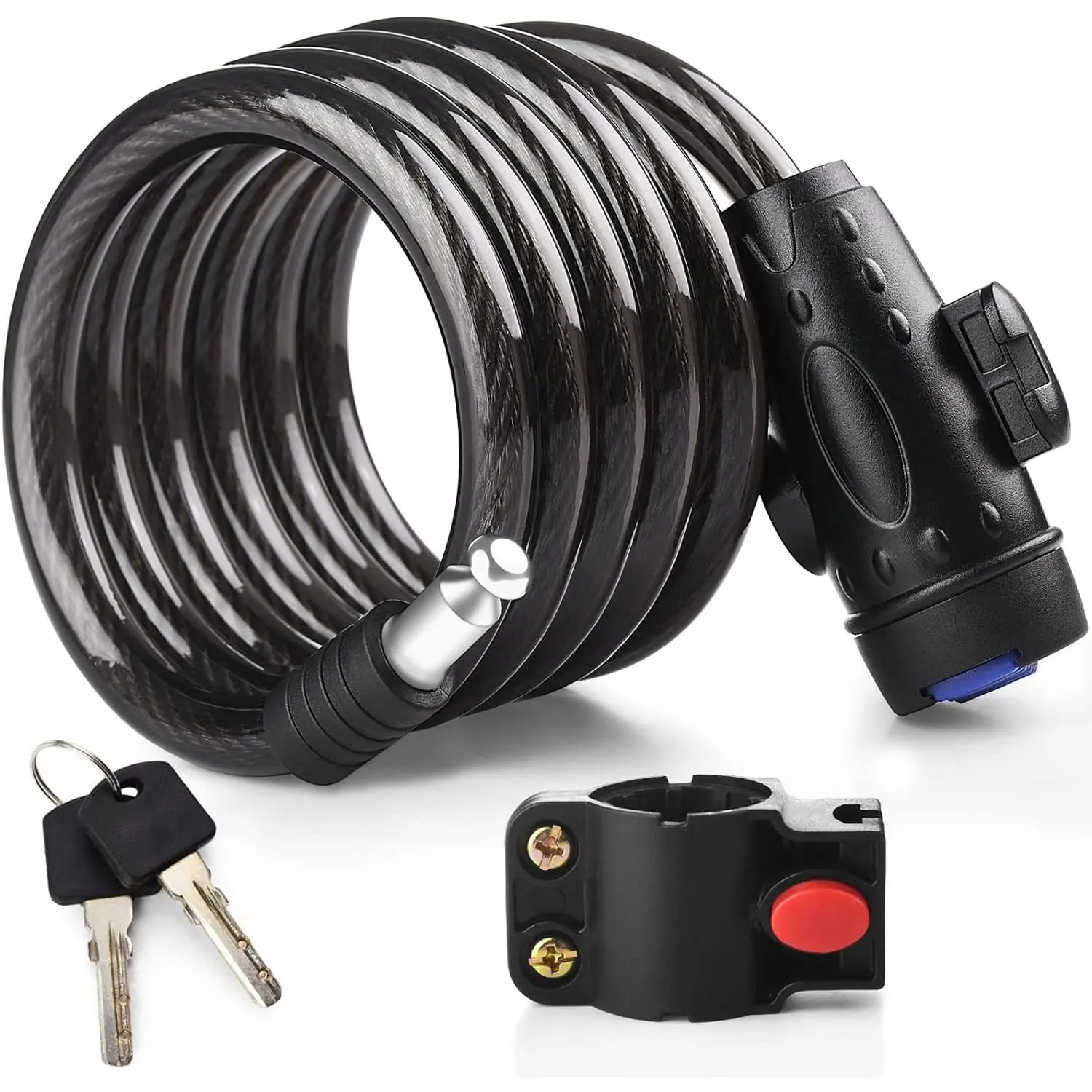 Lock, [6ft/1.8m]   Locks with 2 , Weatherproof Heavy Duty  Lock  Anti-   with Mounting Bracket for Ebike, Scooter,