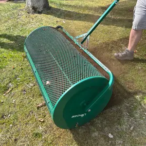 LANDZIE Lawn & Garden Spreaders - 36 Inch Heavy Duty Metal Mesh Basket Push/Tow Spreader - Compost, Peat Moss, Top Soil, Mulch - Durable Lightweight Multi-Purpose Yard Care Equipment - Manure Spreader