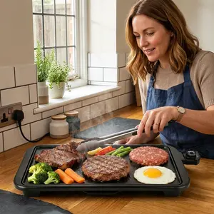 SPZTJK KITCHEN 2000W Portable Electric Korean BBQ Grill Indoor Smokeless Non-stick Grill Pan Adjustable Temperature Control Universal Fry Griddle for Home Cooking Rapid heating