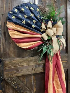 American Flag Wreath, Memorial Day Wreath, Red White Blue Front Door Wreath, 4th of July Wreath, Veterans, Independence Day Flag Wreath