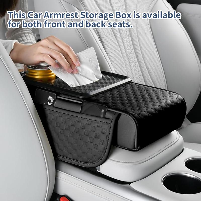 Leather Center Console Cover with Cup Holder,Booster Arm Rest Cover for Car Middle Console Cover,Fit For Nissan /Honda /Accord/Civic /CRV /Hrv /Kia /Sorento /Toyota /Corolla /4Runner /Camry /Hyundai /Mazda