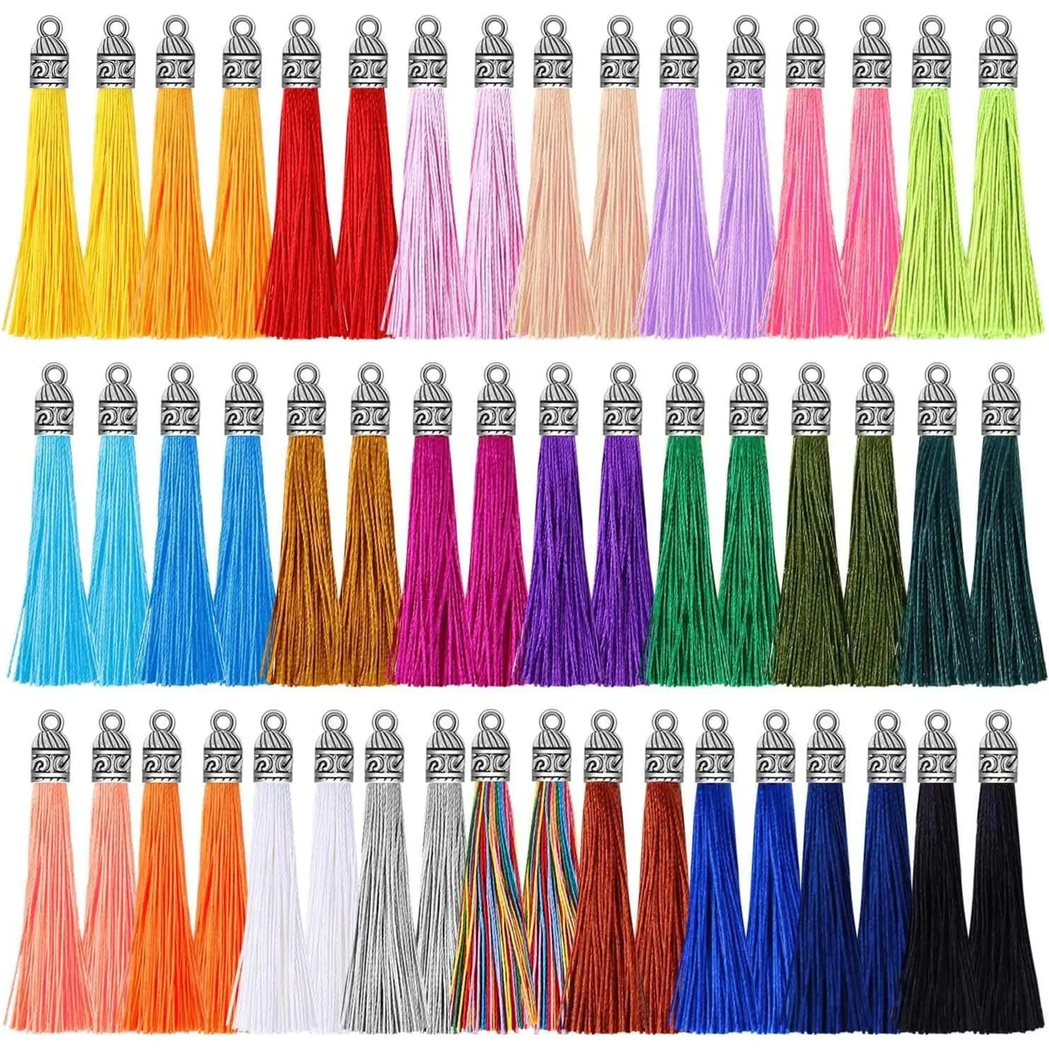 Tassels for  Making,  100 count  Tassel Charms Silky Handmade Tassels Bulk for  DIY Crafts, Bracelets, Earrings, , Necklace