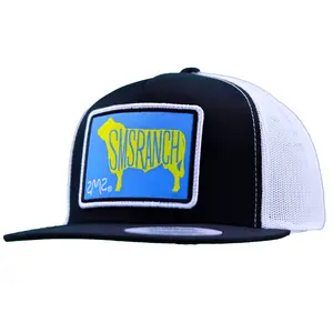 Angus - Salty Rodeo Hat Tall Crown Black/White Yupoong Snapback with High Definition Woven Patch