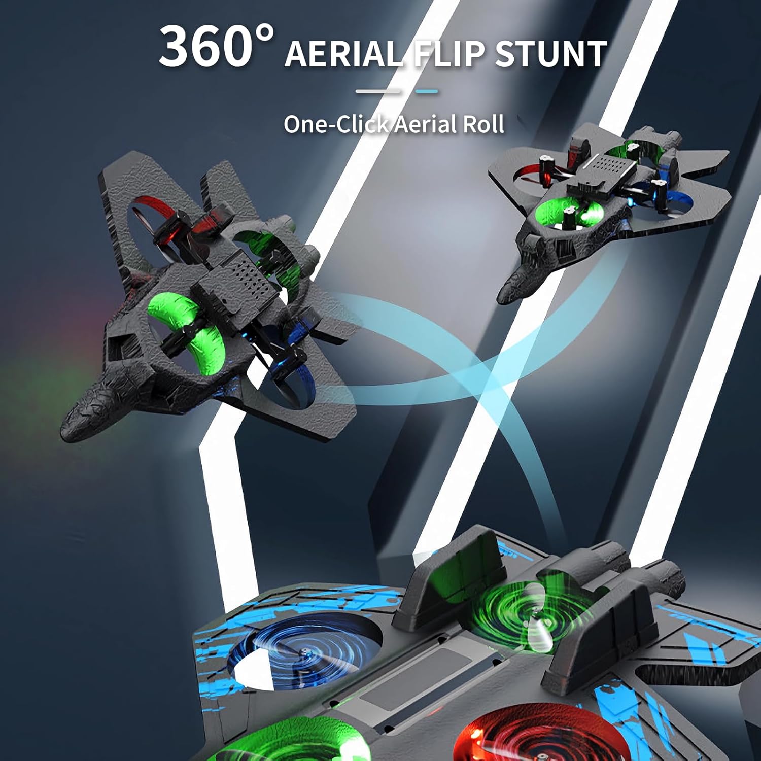 Foam Remote Control Airplanes, RC Planes with Light, RC Airplane Fighter Jet for Kids Adults 8-16, 360° Flip, Stunt Roll, Drones for Kids 8-12, Airplane Toy Gifts for Kids Boys and Girls(Blue)