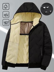 men's fleece lined hooded cotton jacket, winter warm casual baggy coat, thick woven fabric, fall & winter fashion, fitted style